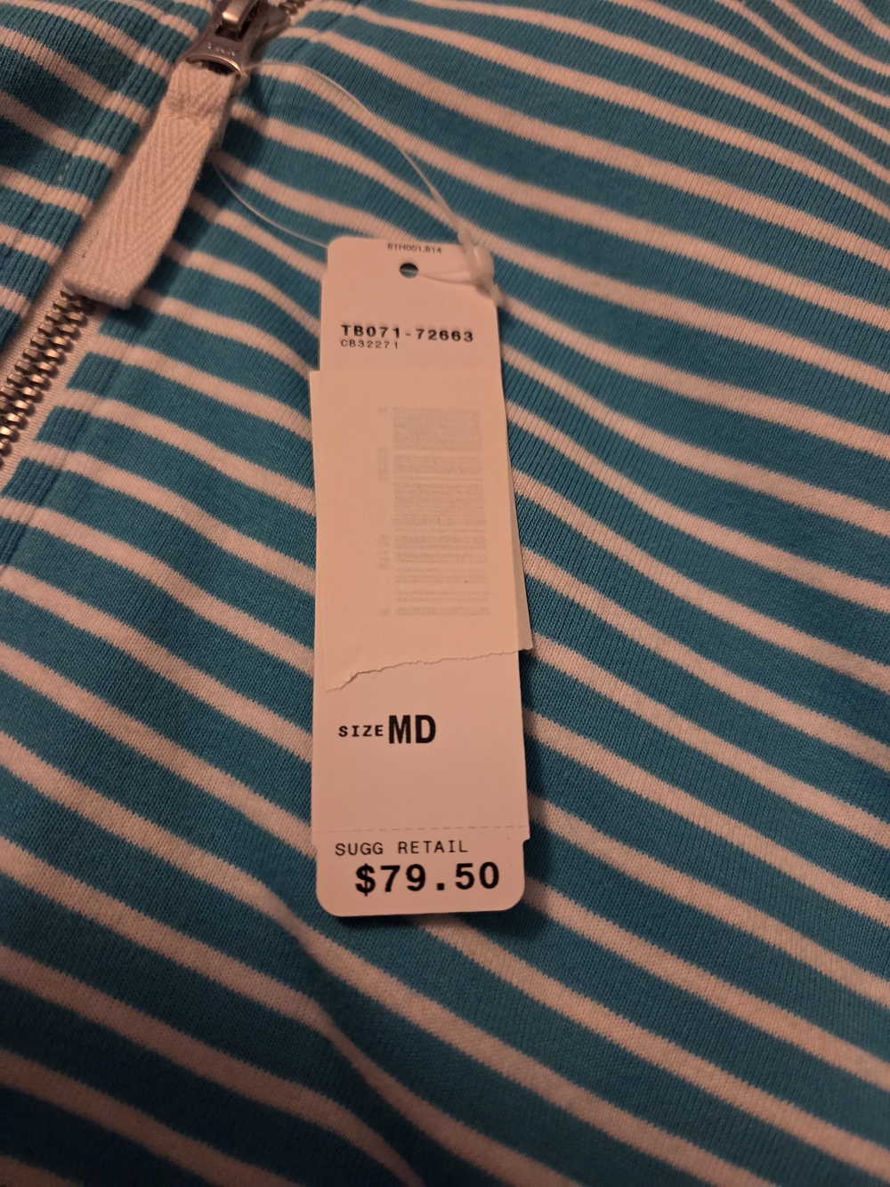 Pendleton Woolen Mills Aqua & White Striped Hooded Zip Jacket - Picture 10 of 15